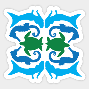 Mermaids seahorses sea turtle Sticker